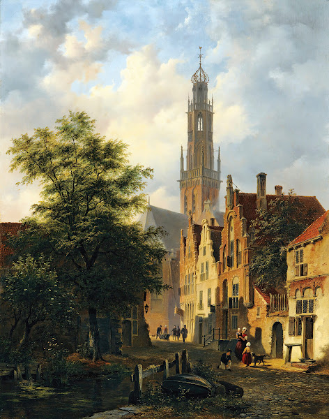 Bakenesserkerk seen from the Valkestraat Haarlem 1845