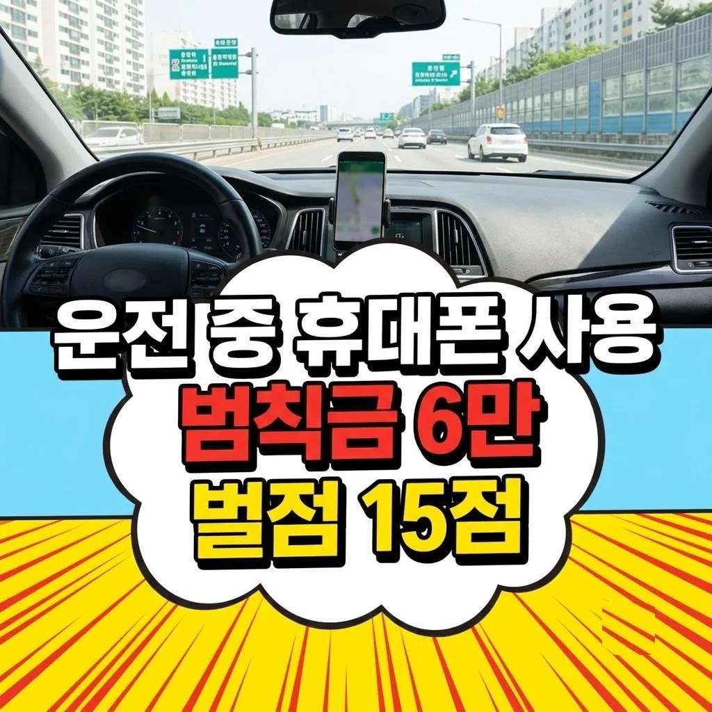 운전 중 휴대폰 사용 범칙금 6만원, 벌점 15점