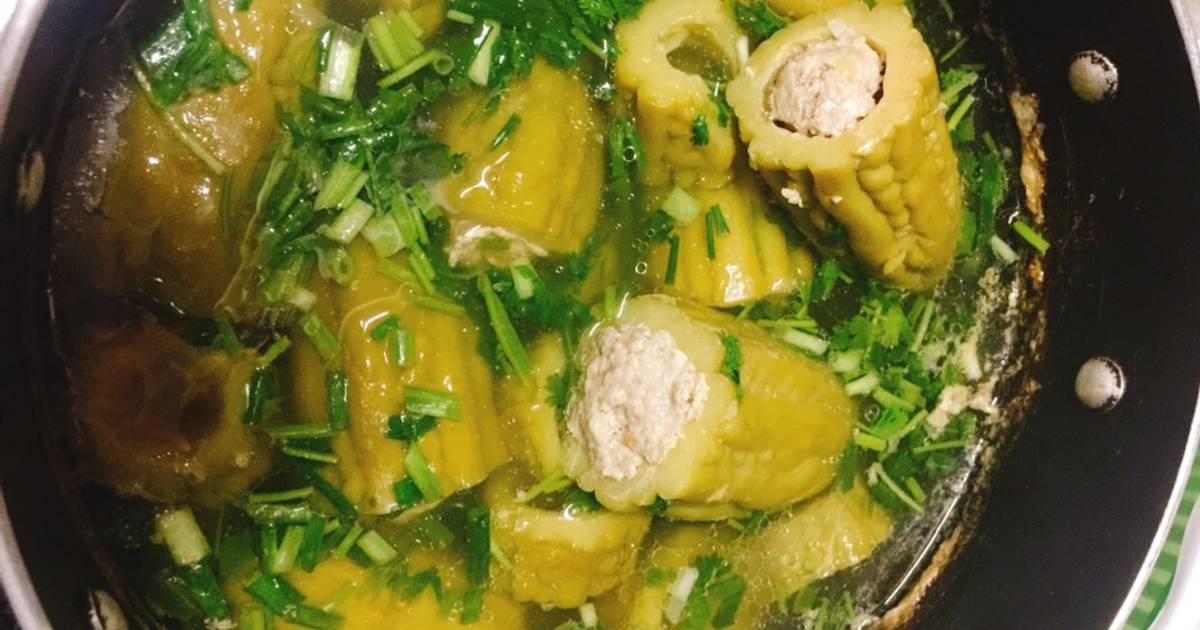 Khổ hoa dồn thịt bằm chả cá thác lác