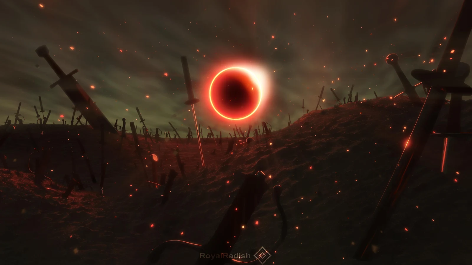 Unlimited Blade Works Red Sun - Digital Fantasy Art 4K Wallpaper (3840x2160)