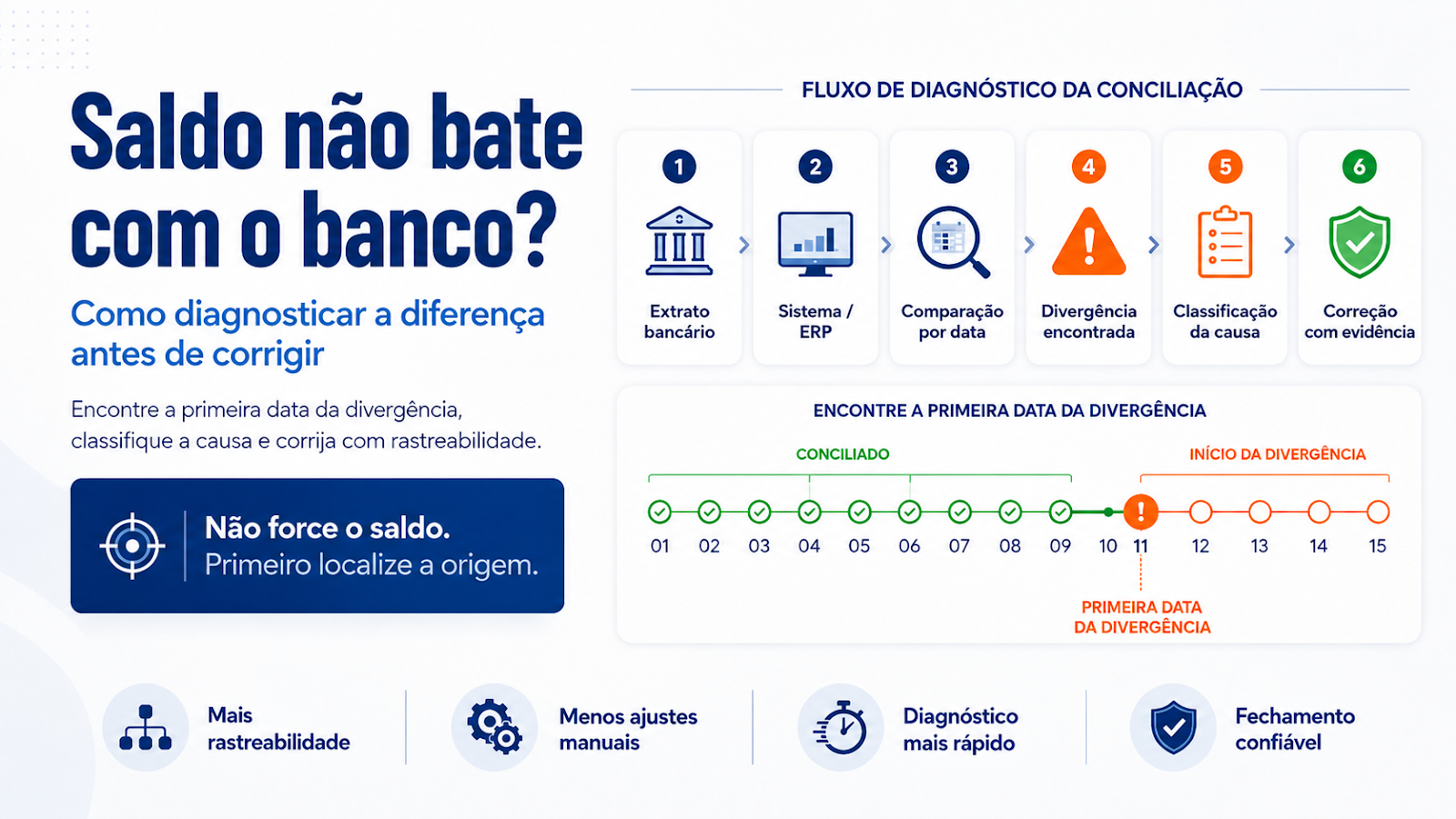 Conciliação bancária não bate? Como encontrar a diferença sem procurar no escuro