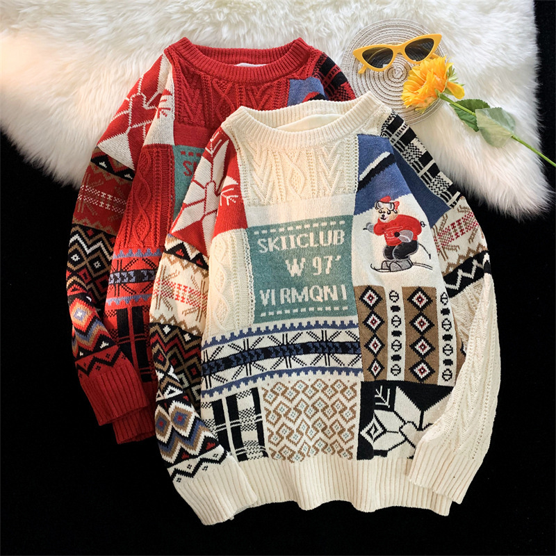Warm Winter Knitted Sweater for Men, Christmas Design