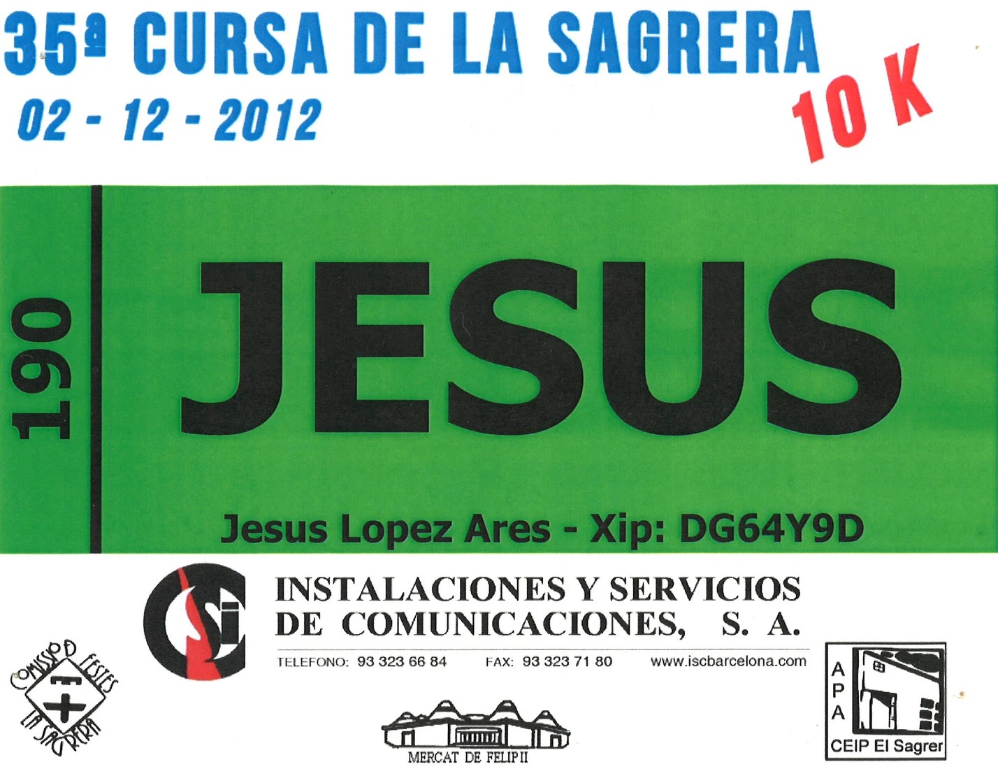 Dorsal de Cursa La Sagrera