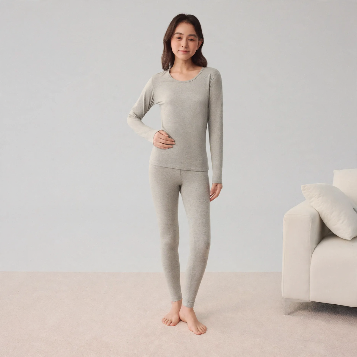 Women's Cotton Thermal Set, Round Neck