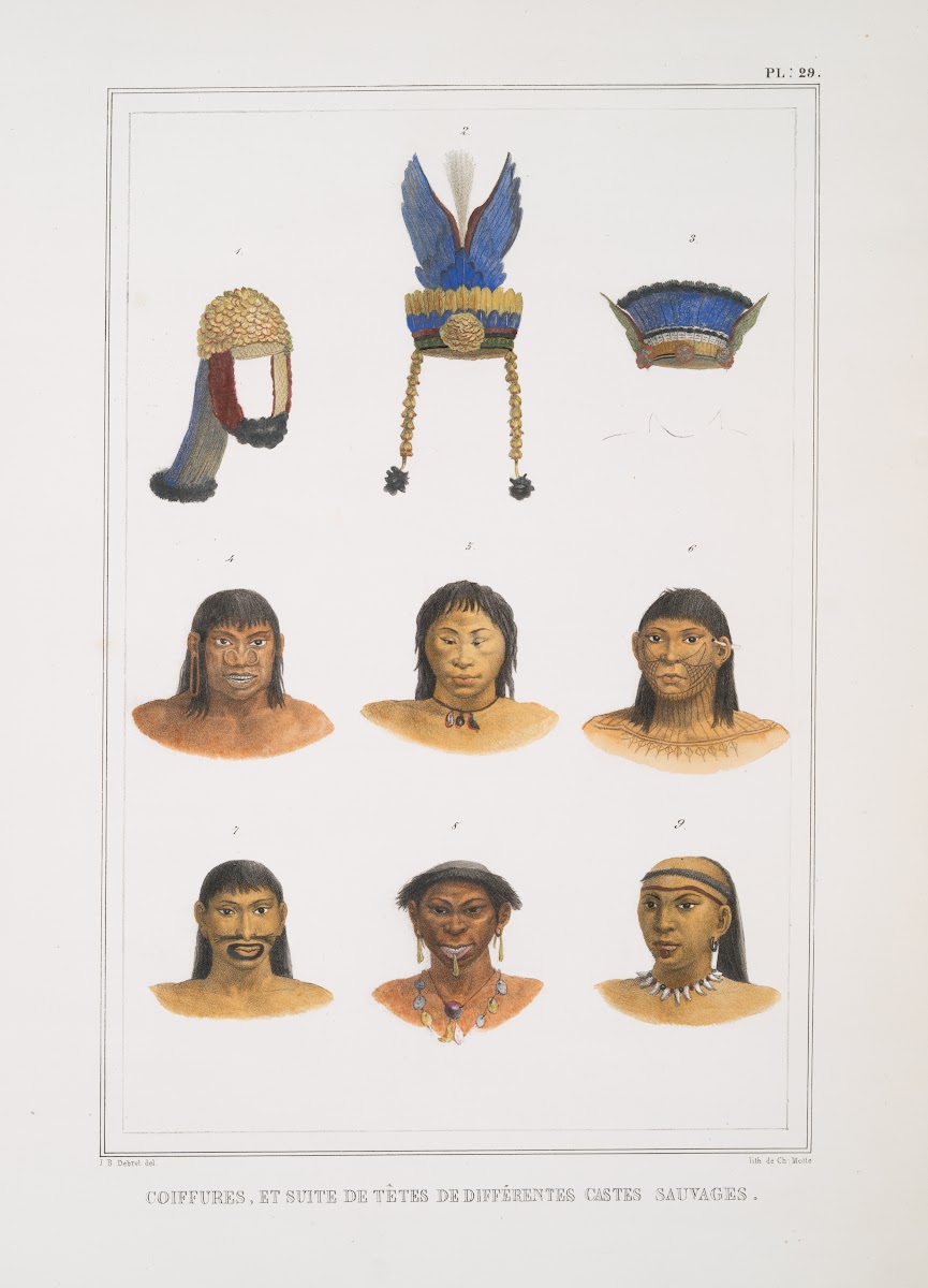 Coiffures et suite de têtes de différentes castes sauvages 1834   1839