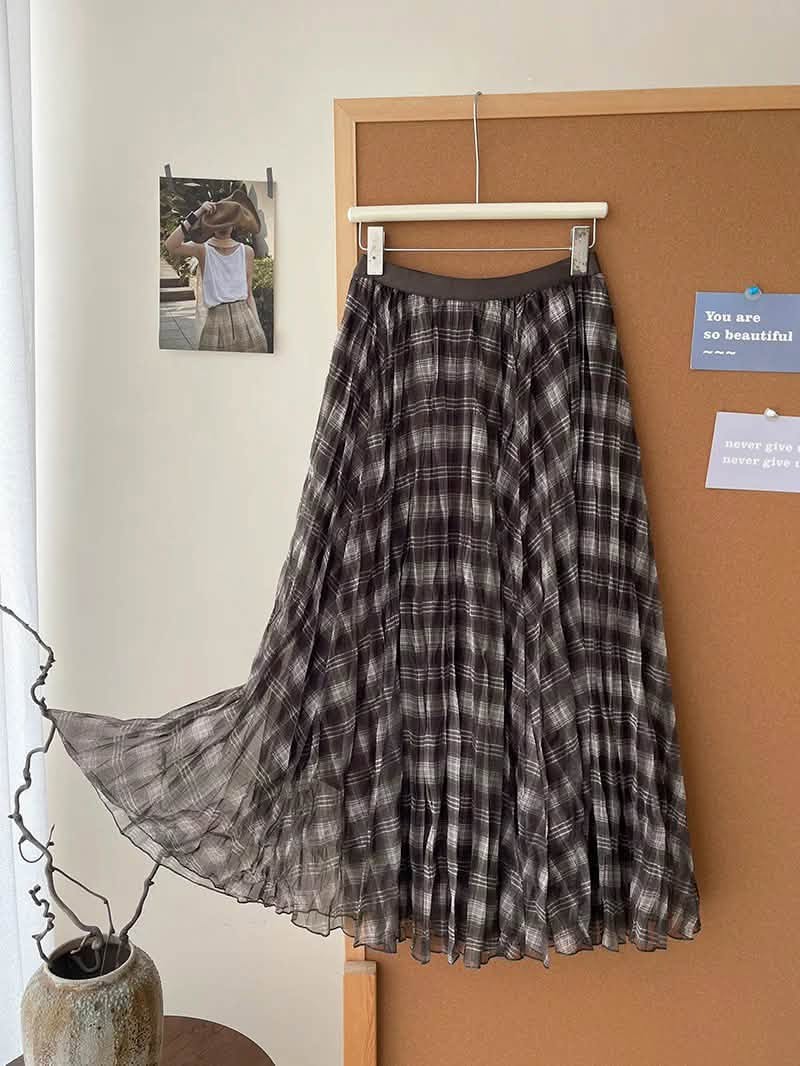 Chân váy dài voll caro lưng chun XONXEN SHOP 1301 – Image 3