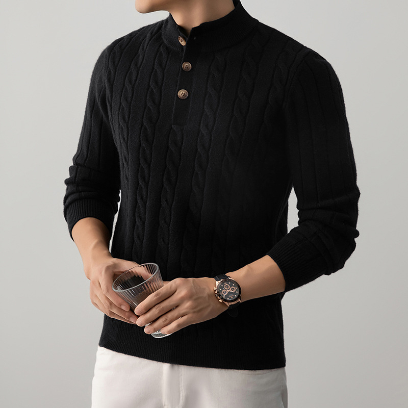 Heavy knit cardigan with textured pattern