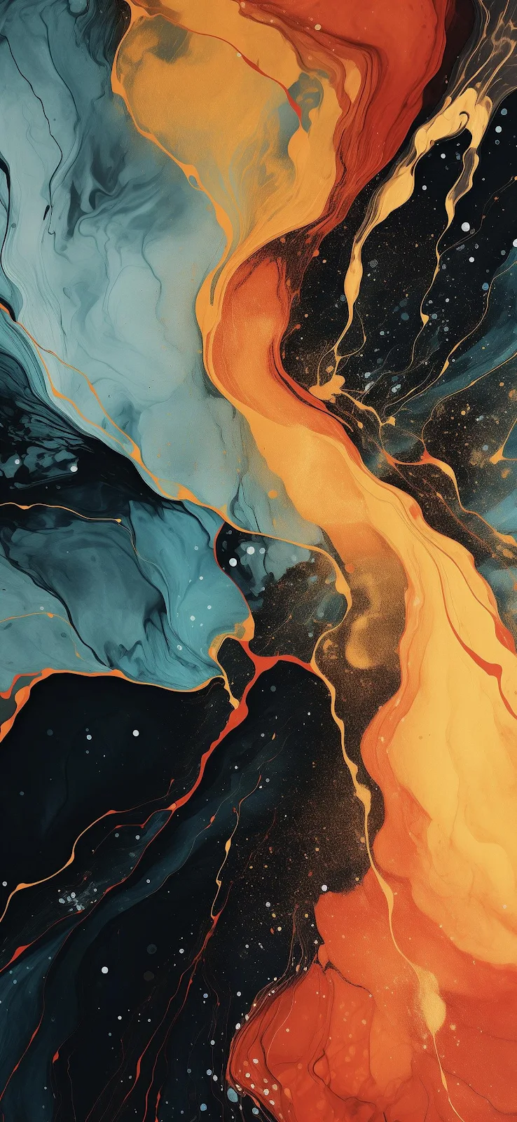 Abstract Orange And Blue Fluid Swirls - Fluid Digital Art Full HD iPhone Wallpaper (1166x2528)