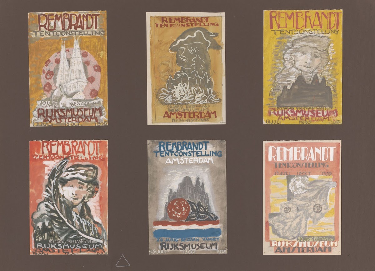 Zes affiches voor Rembrandt tentoonstelling 1935