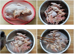 Gà chặt thành từng khúc vừa ăn sau đó trụng sơ qua nước sôi để khử mùi. Khoai sọ gọt vỏ sau đó cắt đôi hoặc cắt tư tùy độ to của khoai. Gừng, hành cắt ngắn.