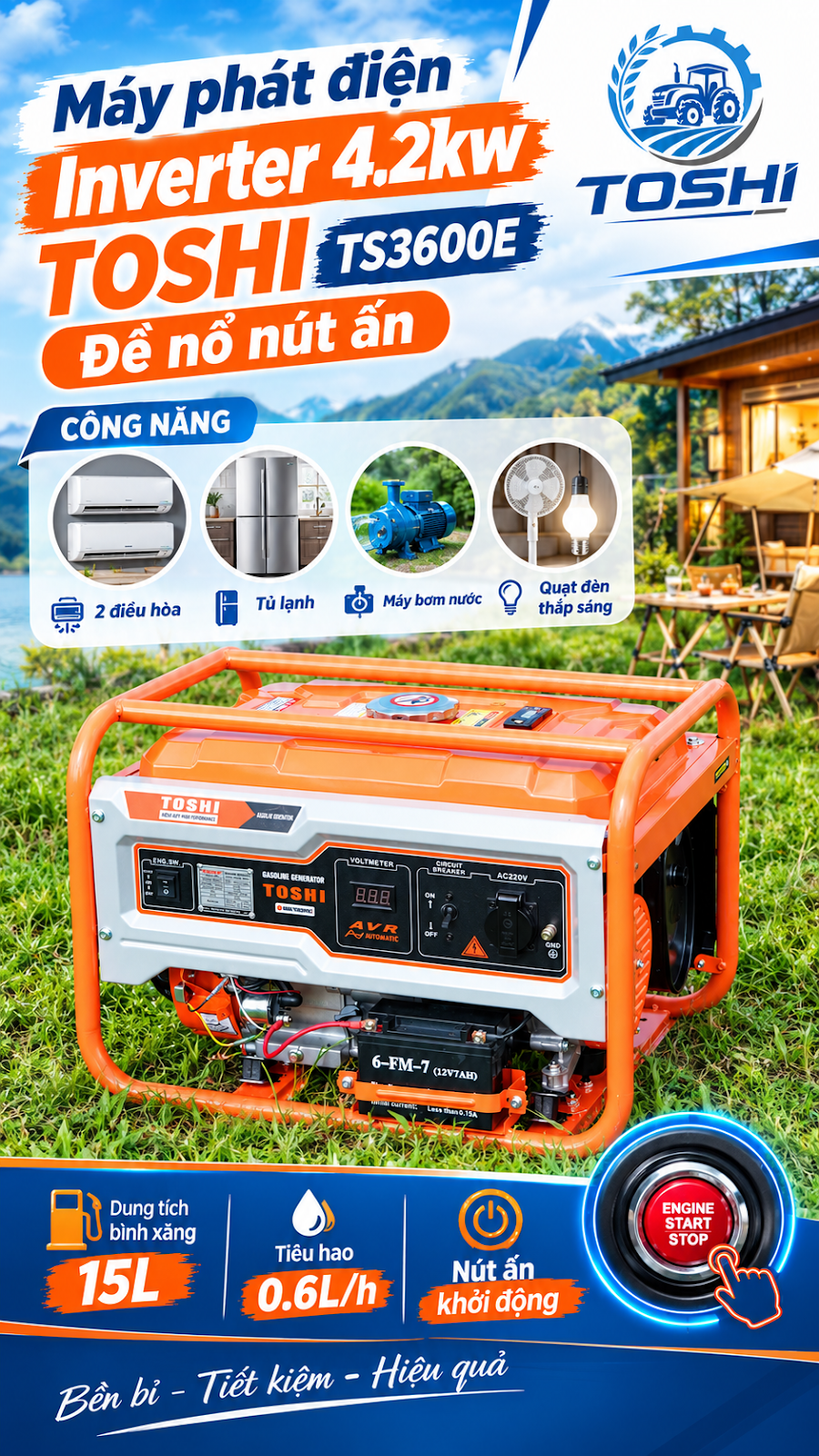 Máy phát điện 4.2Kw Toshi TS3600E
