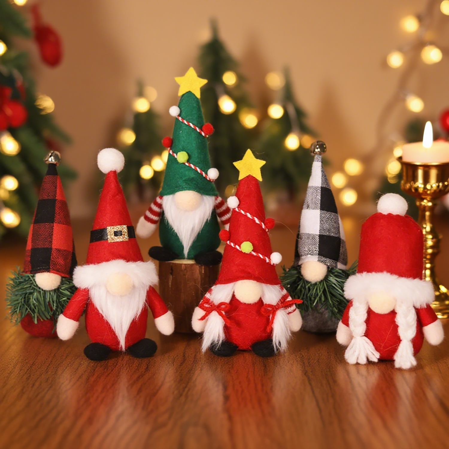 Stehende Weihnachts-Wichtelfigur mit Sternenmütze