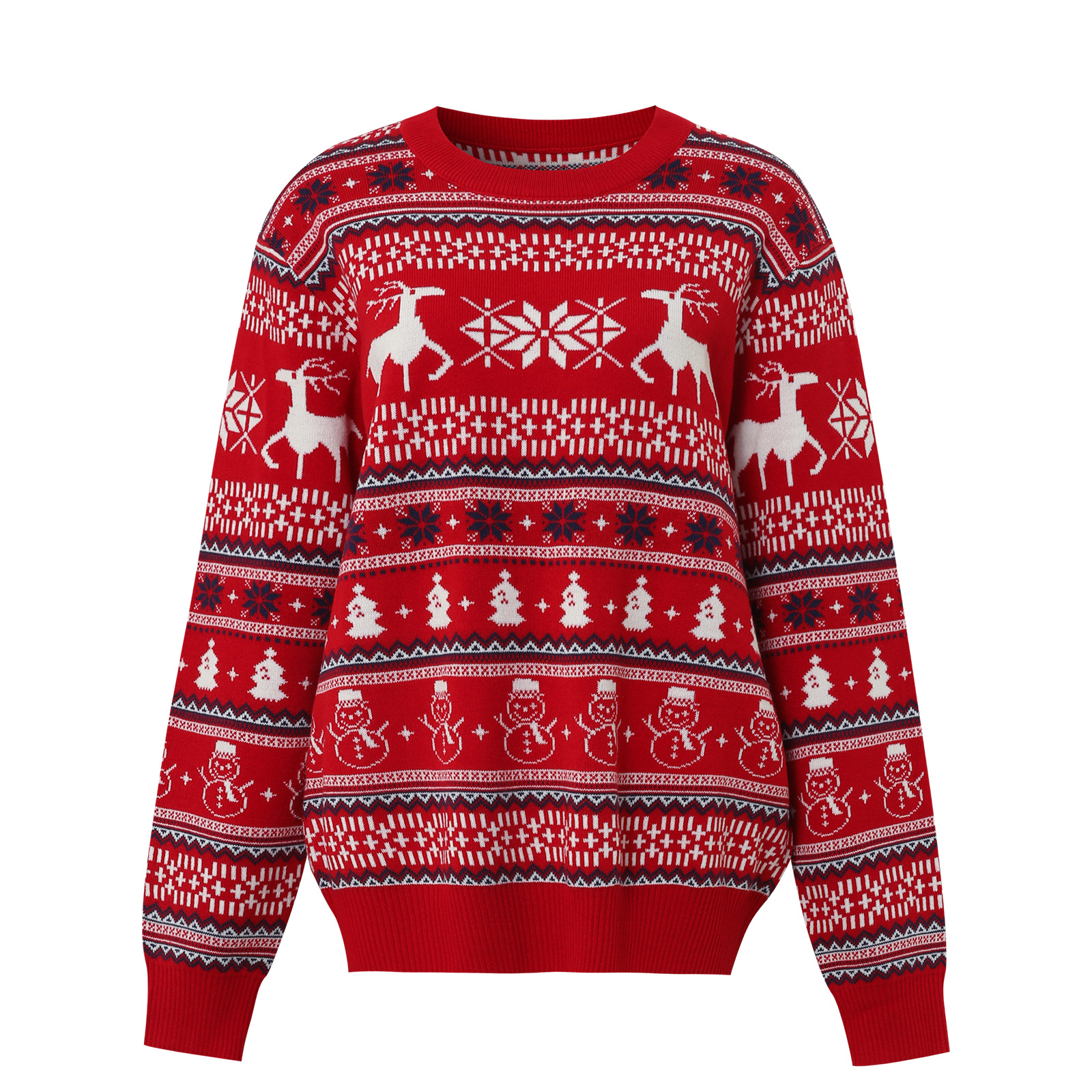 Christmas Knitted Sweater with Reindeer Motif