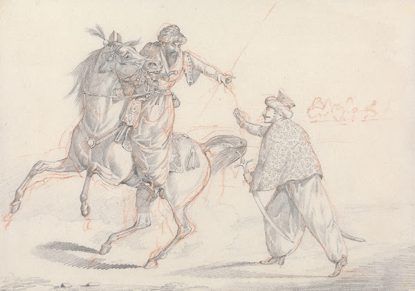 Scraps no 32 Two Mamelukes Talking One Mounted 1823