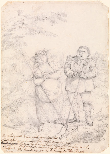 Stout and Plain Country Girl Being Courted by a Yodel with Pitchfork