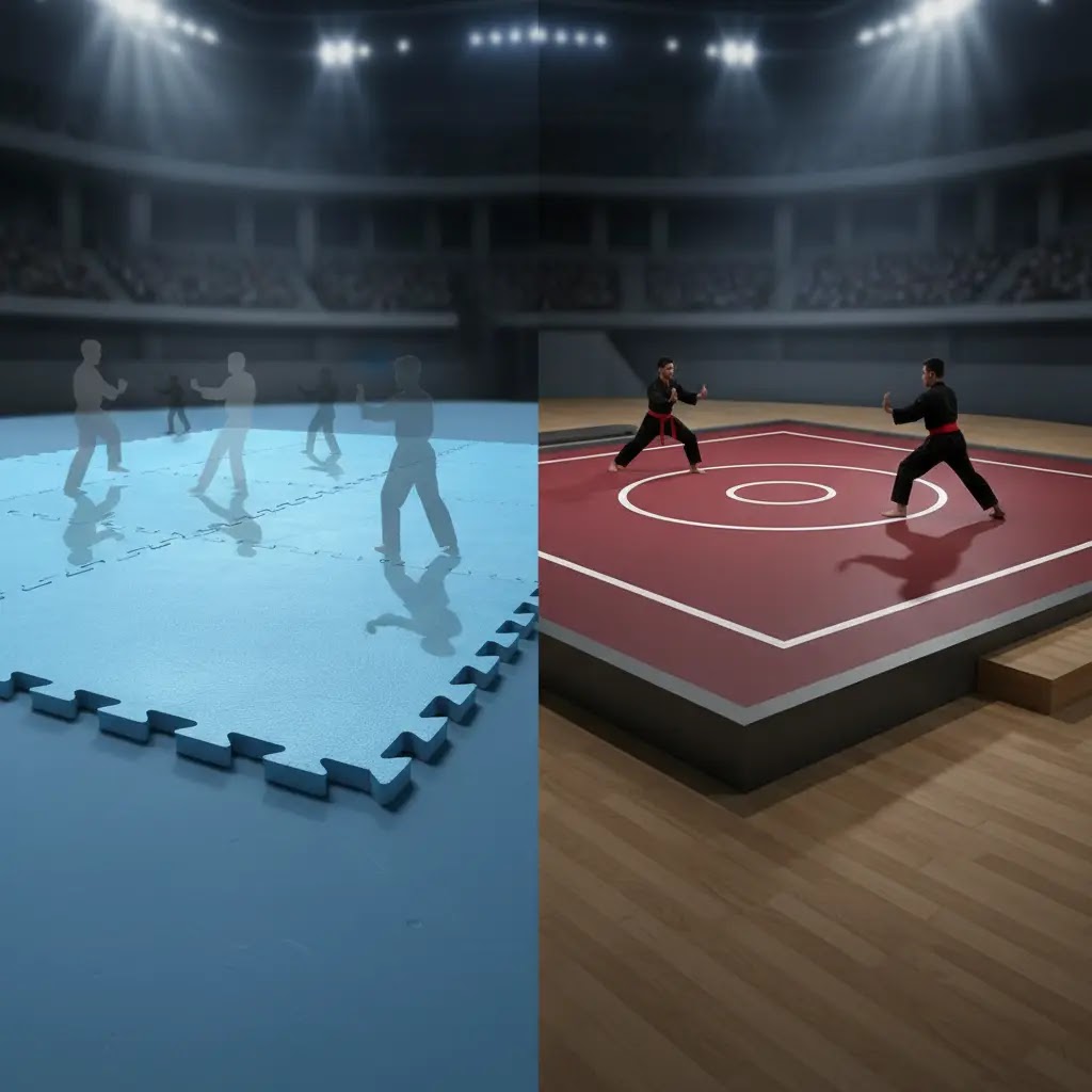 Perbedaan matras silat standar latihan vs standar tanding