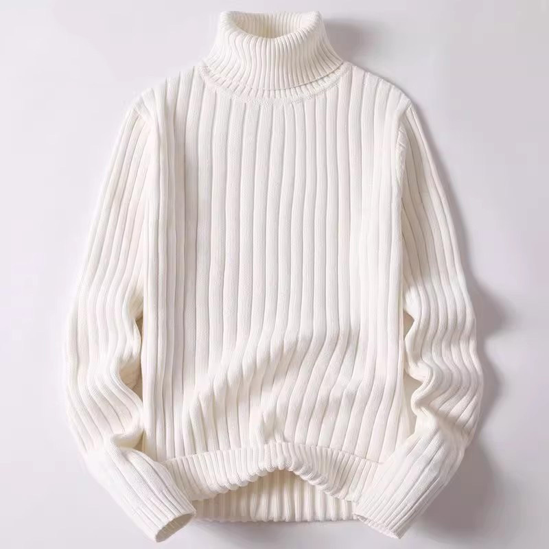 Men's cotton knitted sweater with stand-up collar