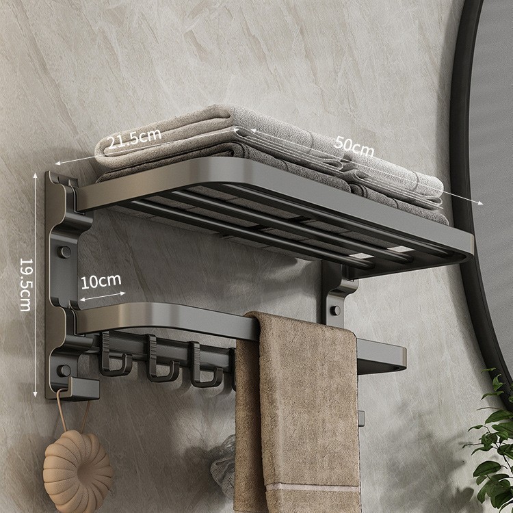 Stainless steel towel holder, wall-mounted, foldable