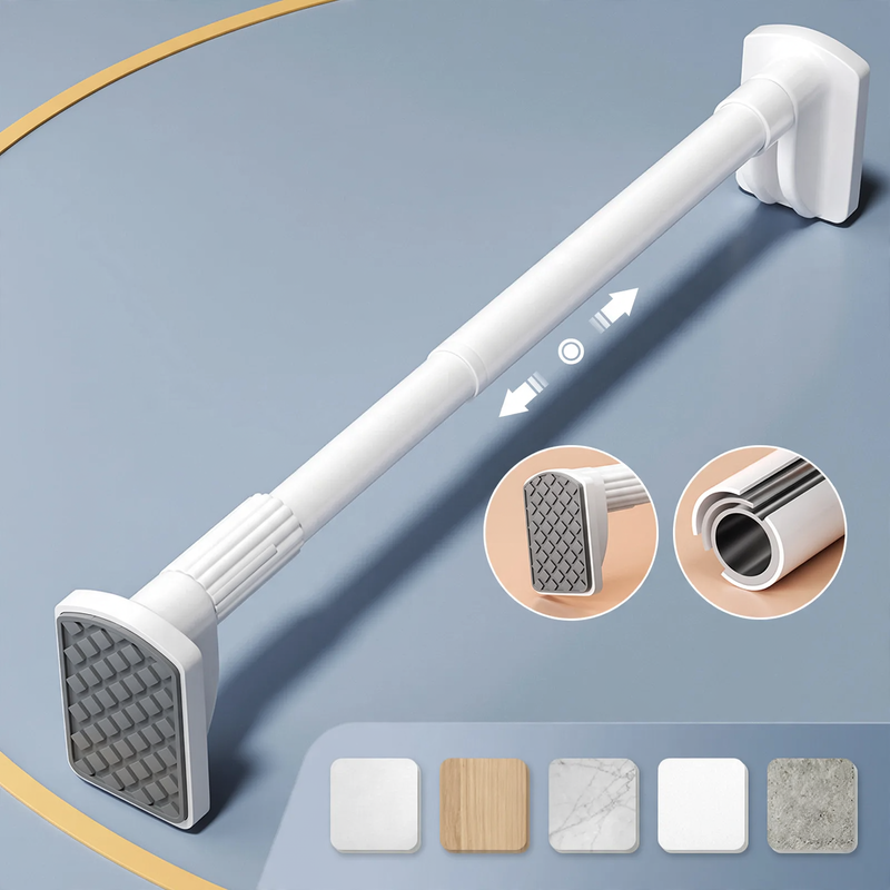 Telescopic laundry rod made of steel, no drilling