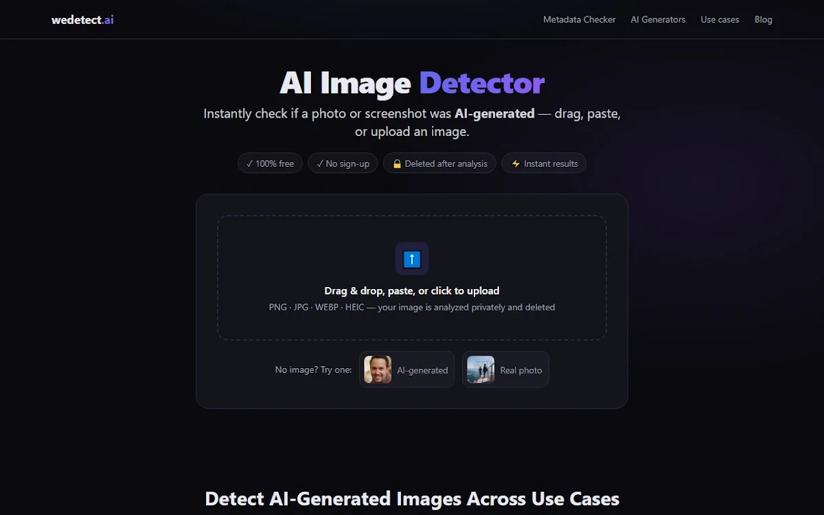 Captura de wedetect.ai