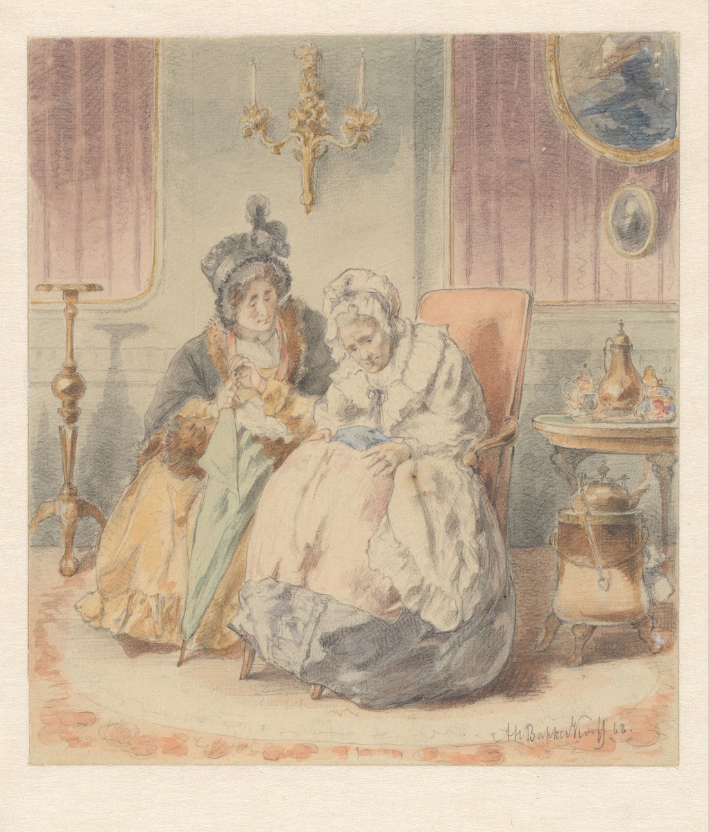 Twee zittende vrouwen in een interieur 1868