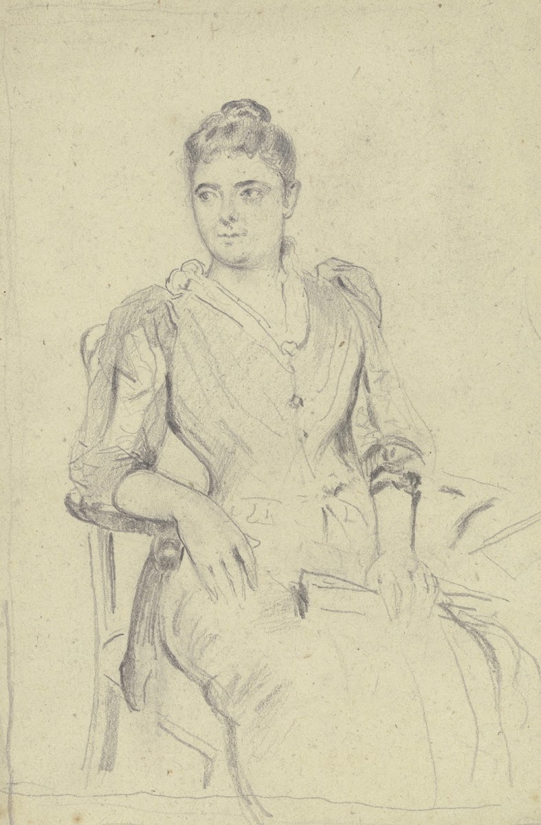 Sitzende Dame mit Fächer
