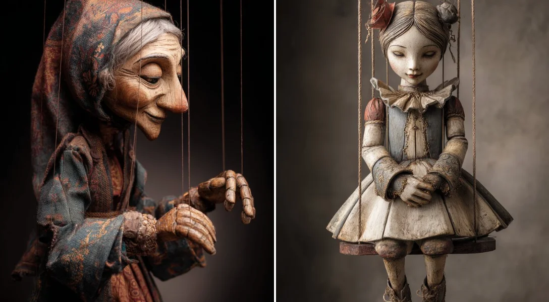 Marioneta de madera tallada a mano (estilo checo)