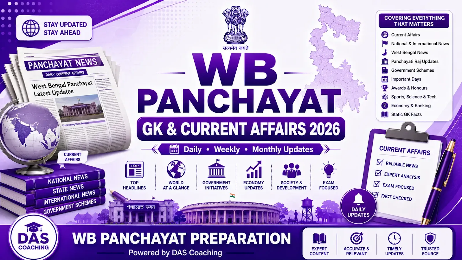 WB Panchayat GK and Current Affairs 2026 with daily, weekly, monthly updates, West Bengal GK, Indian GK and Government Schemes