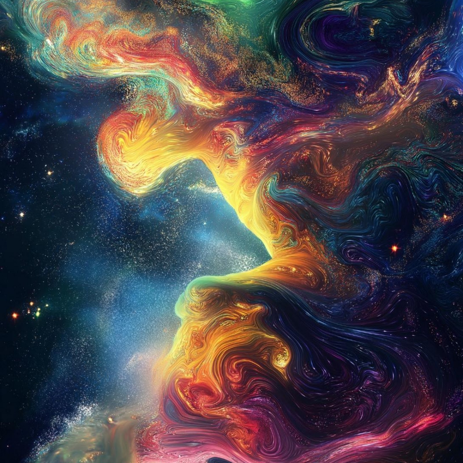 Download Vibrant Swirling Cosmic Dust Art Full HD iPhone