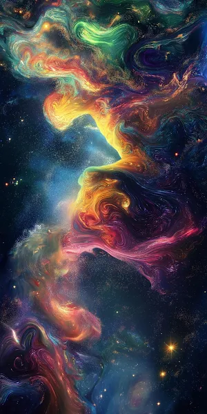 Vibrant Swirling Cosmic Dust Art Full HD iPhone Wallpaper Background