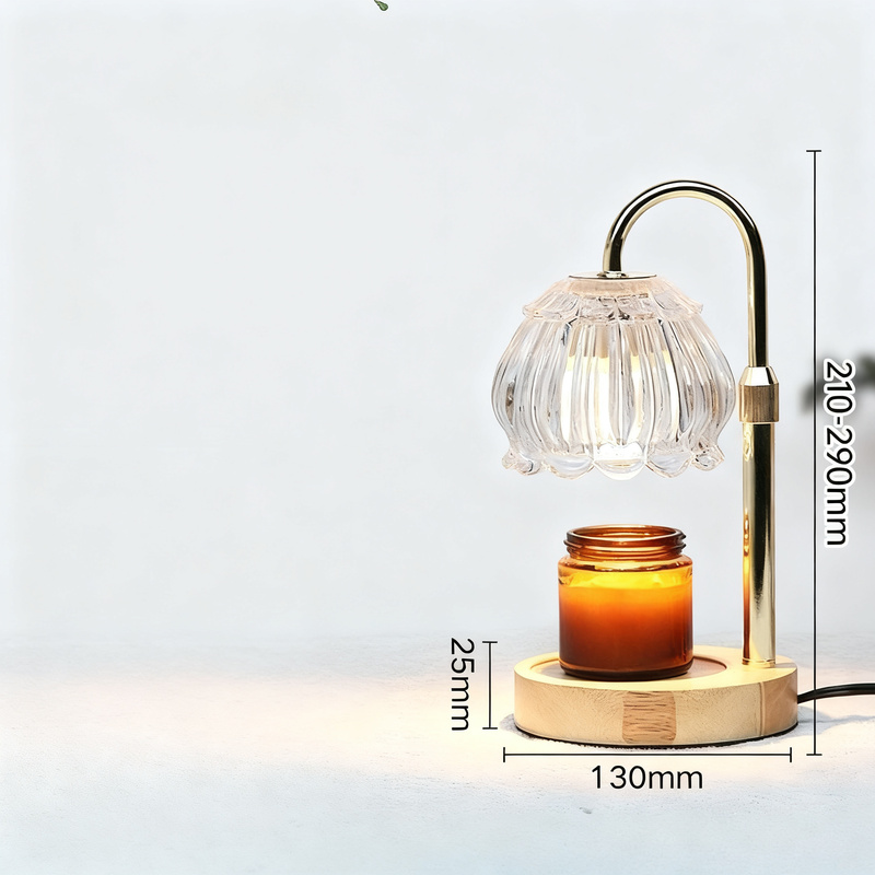 Wax melt lamp with wooden base