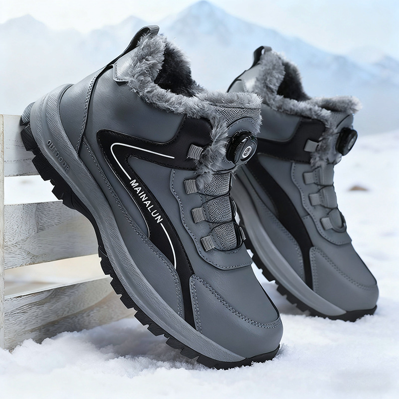 Insulated men's winter boots, slip-resistant and warm