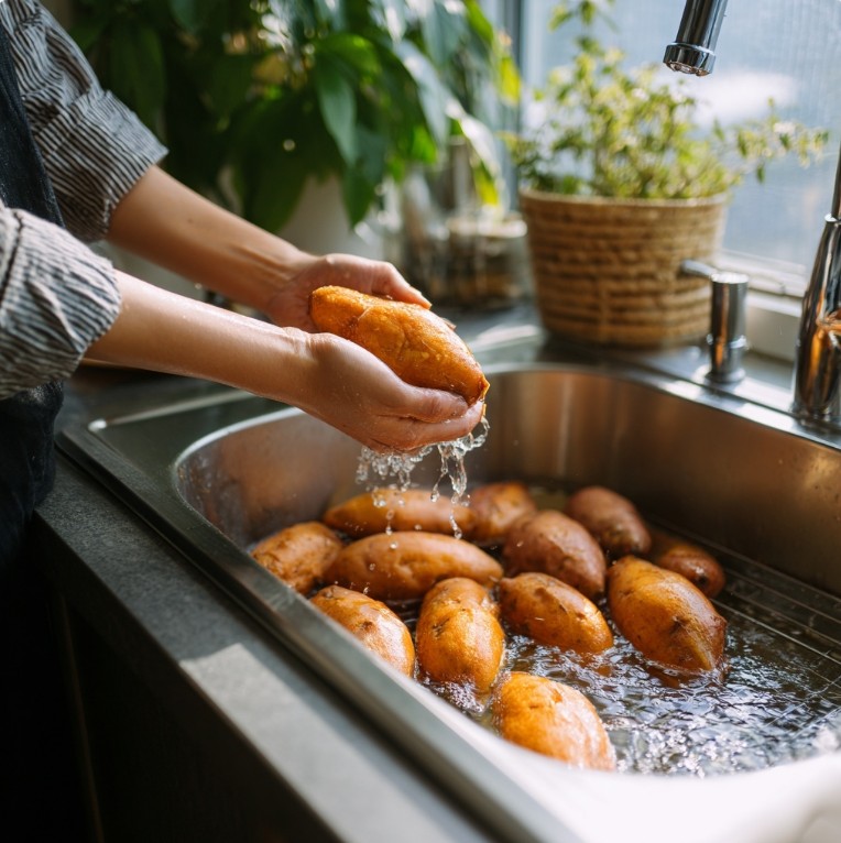 고구마 삶는 과정 냄비