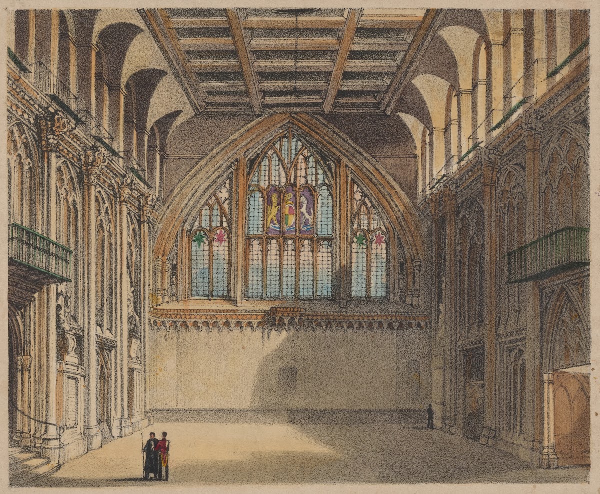 Guildhall London  exhibiting the civic banquet to the Queen 1838