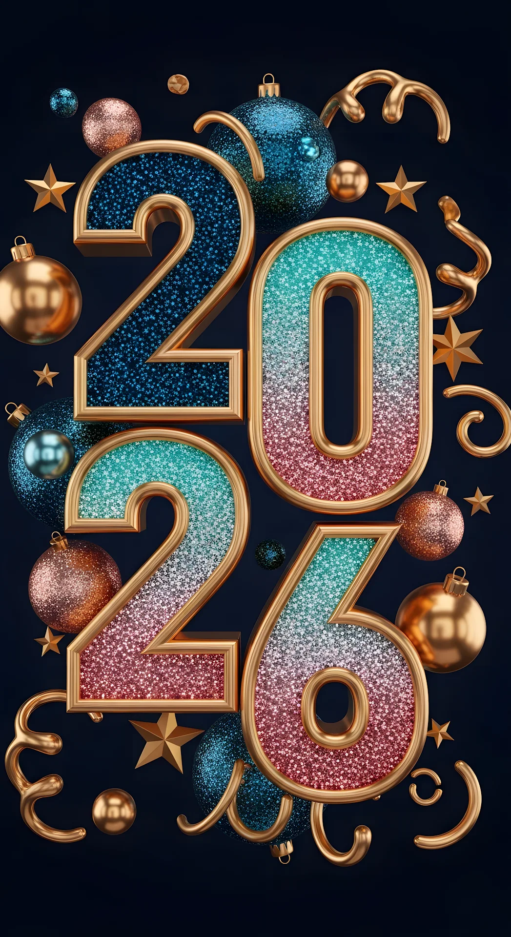 Glittering 2026 New Year Celebration Design - Free 4K mobile Wallpaper