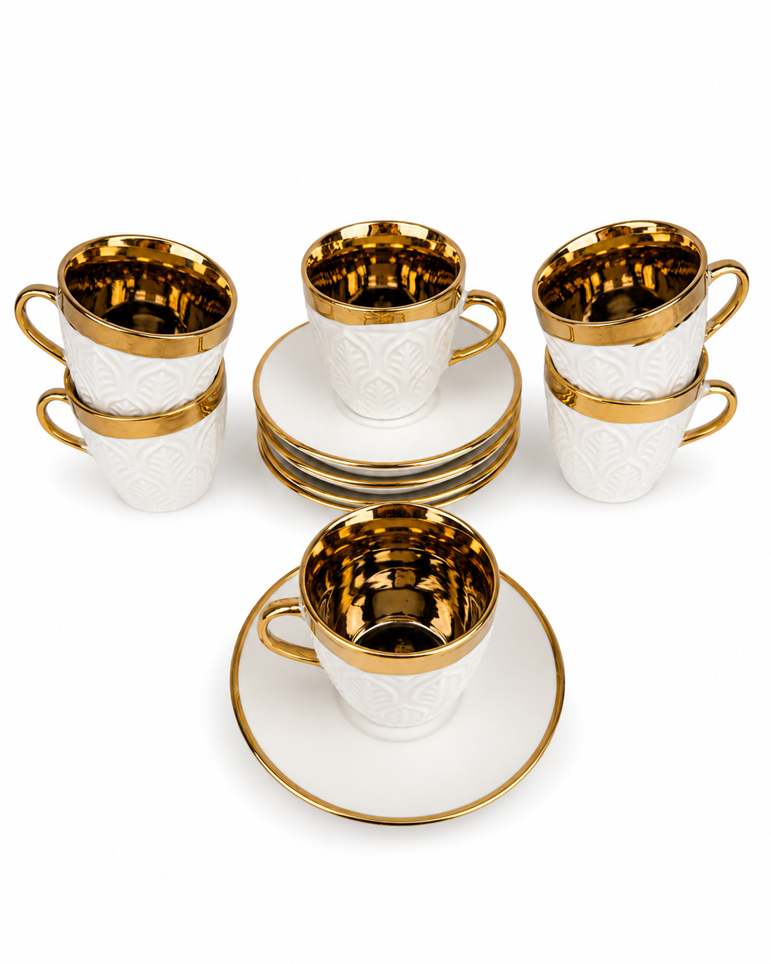 Juego De Pocillos Con Plato Fondo Dorado X 6 De 4.2 Pulgadas 100Ml — imagen 2