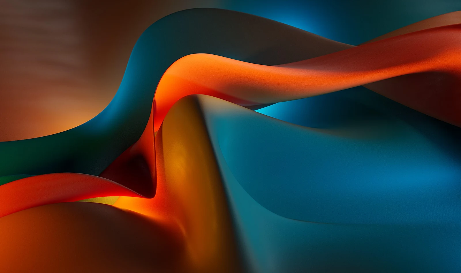 Abstract Blue And Orange Waves - 3D Digital Art 2K Wallpaper (3640x2160)