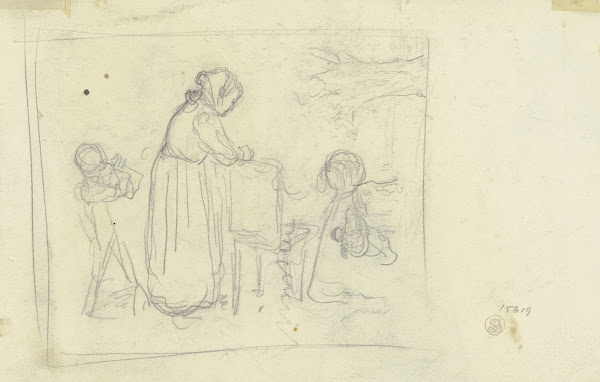 Old woman in front of a chair ca 1900