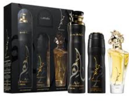 ESTUCHE LATTAFA MAAHIR UNISEX 3PZS 100ML EDP + SPLASH + SPRAY AMBIENTADOR