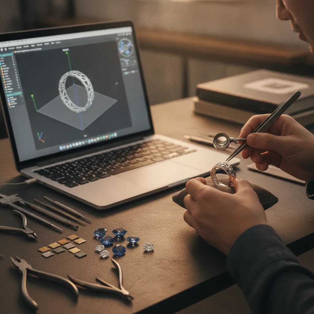 CAD jewelry design and 3D jewelry design process supporting embracing holistic approach sustainable jewelry design production