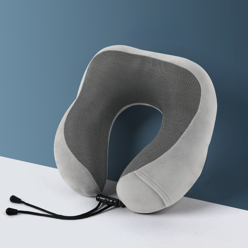 U-shaped memory foam neck pillow with storage