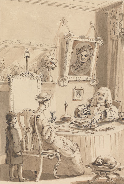 Hogarth Drinking the First Glass of Wine with His Wife  Their Dogs Keeping Respe
