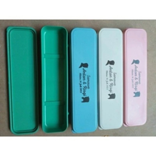 sendok garpu sumpit set stainless portabel+sablon costum 1 warna — foto 4