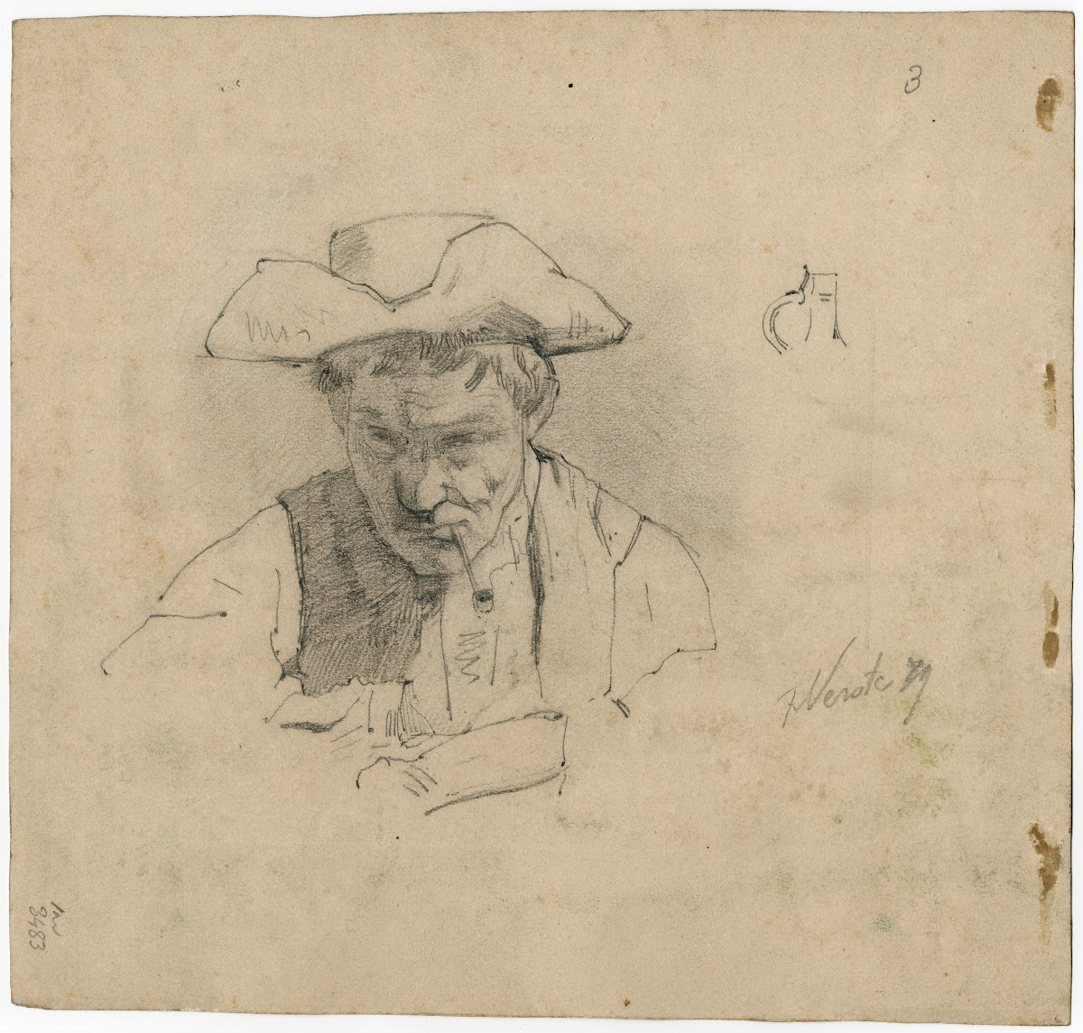 Smoking man with a pipe 1879
