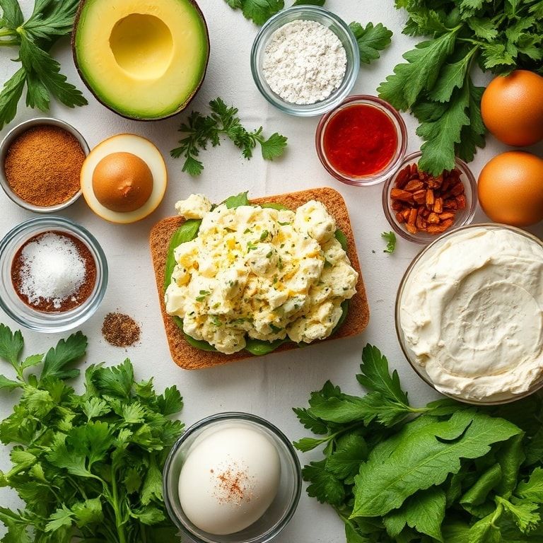 Ingredients for Creamy Avocado Egg Salad for Sandwiches: Quick, Homemade Sandwich Spread
