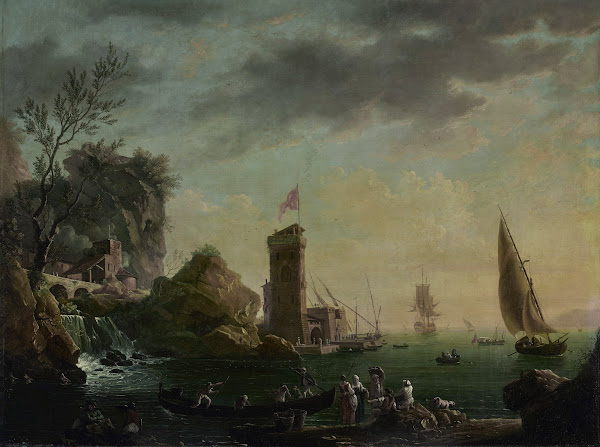 A Mediterranean seaport with fisherfolk in the foreground 1766