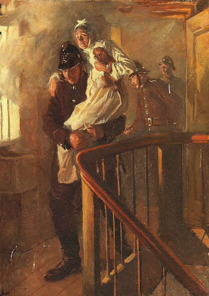 Brandmand redder en gammel Dame 1902