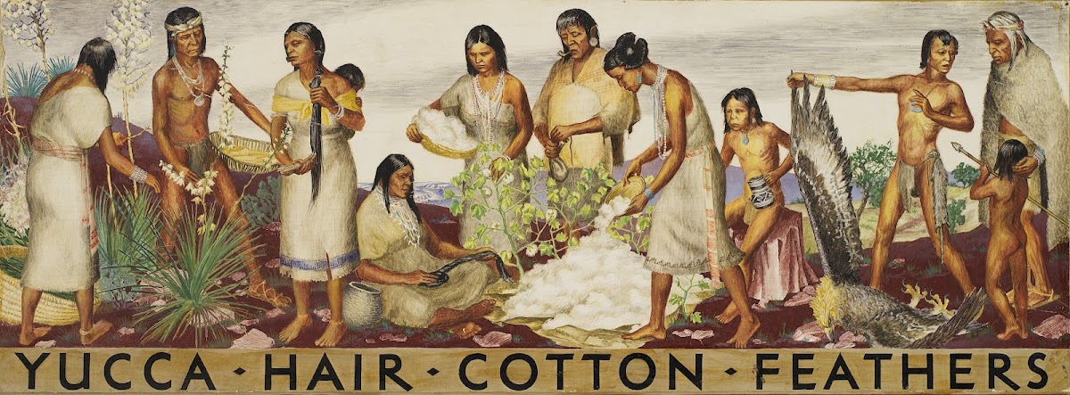 Yucca Hair Cotton Feathers mural study ca 1933 1943