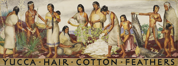 Yucca Hair Cotton Feathers mural study ca 1933 1943