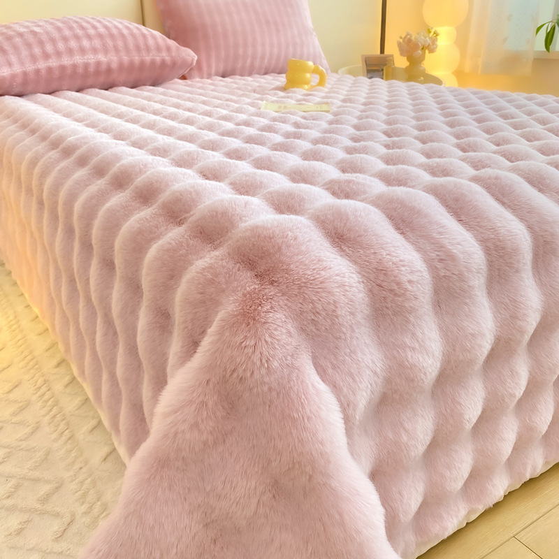 Fluffy milk fiber fleece sheet, extra warm